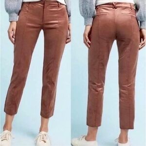 Anthropologie Essential Slim Velvet Copper Brown Trouser Pants